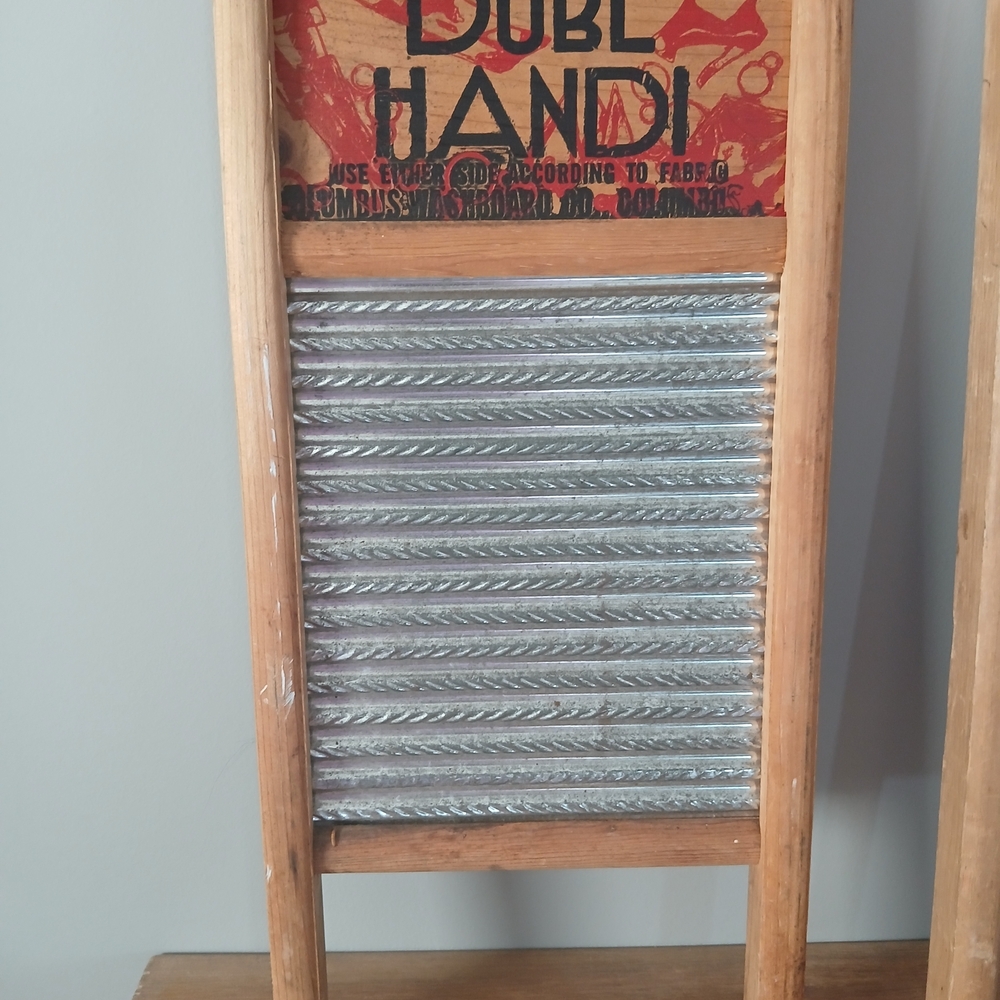 Vintage Washboard Set - Silver and Brown - Picture 2 of 7